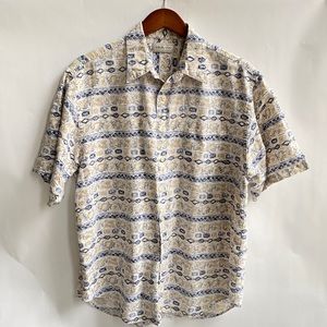 Murano Short Sleeve Linen Button Down Shirt Sz L